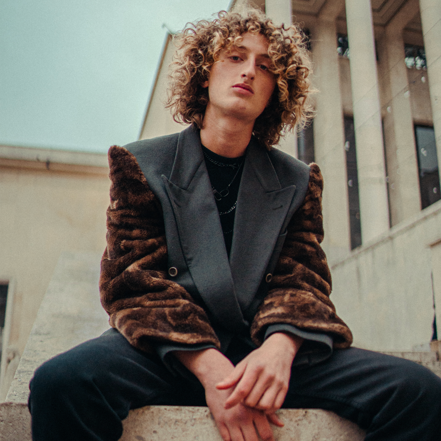 Maxime cachemire and faux fur coat