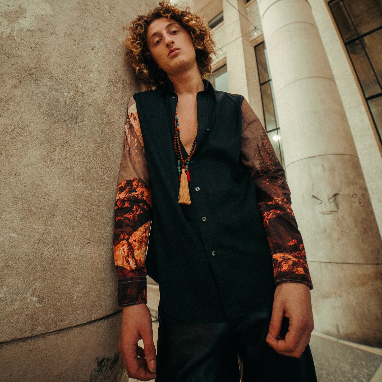 Stefano patterned sleeves shirt