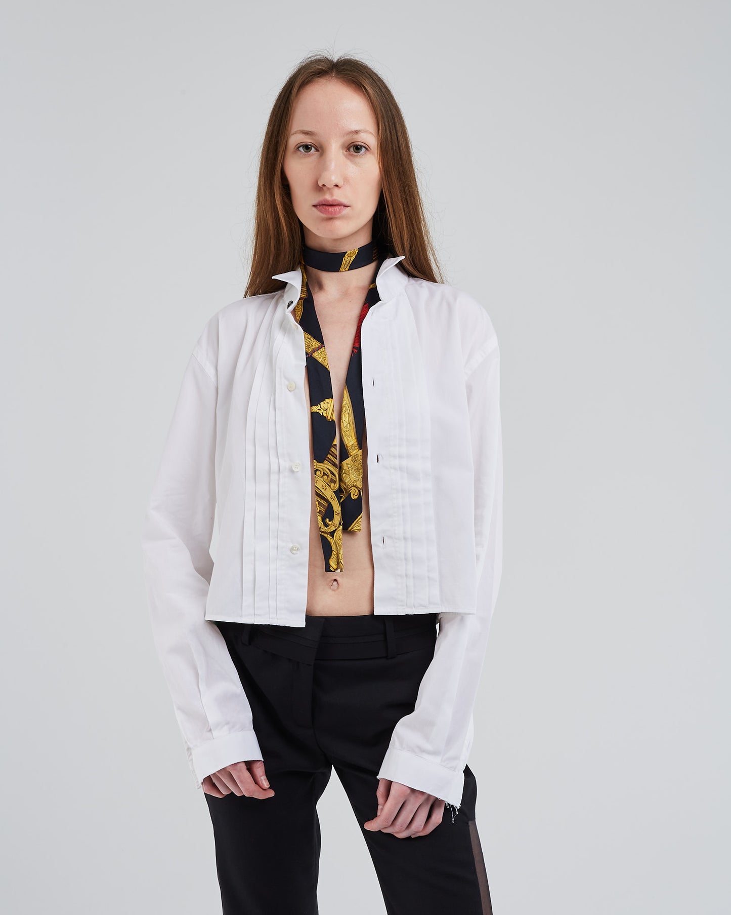 Karl silk tie choker