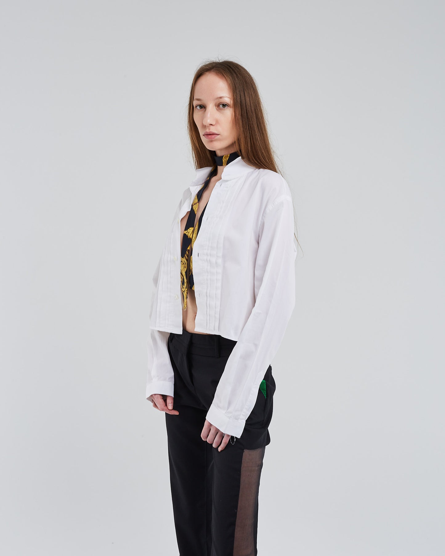 Karl silk tie choker