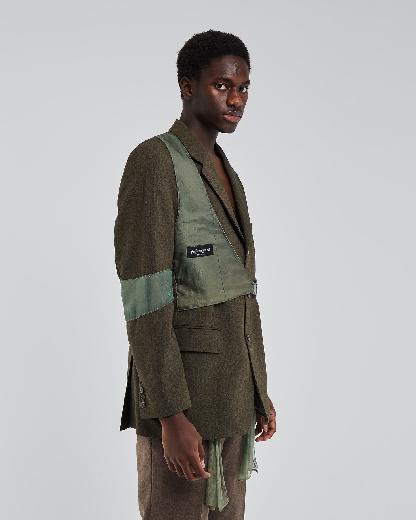 Jade silk harness jacket